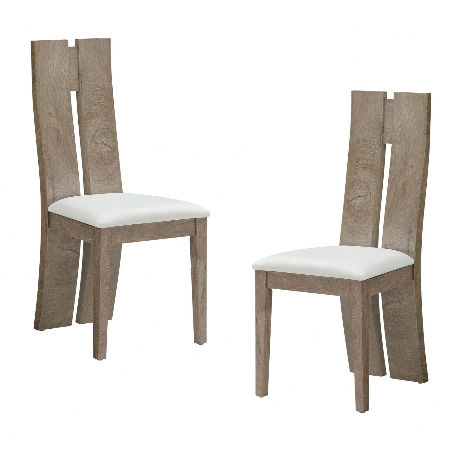 Light Brown 2-Pack Dining Chairs Set with Cushioned Seats and Wooden Backs for Kitchen and Living Room Easy Assembly