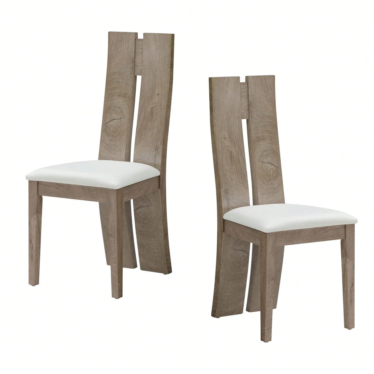 Light Brown 2-Pack Dining Chairs Set with Cushioned Seats and Wooden Backs for Kitchen and Living Room Easy Assembly