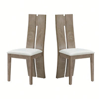 Light Brown 2-Pack Dining Chairs Set with Cushioned Seats and Wooden Backs for Kitchen and Living Room Easy Assembly