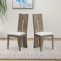 Light Brown 2-Pack Dining Chairs Set with Cushioned Seats and Wooden Backs for Kitchen and Living Room Easy Assembly