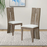 Light Brown 2-Pack Dining Chairs Set with Cushioned Seats and Wooden Backs for Kitchen and Living Room Easy Assembly