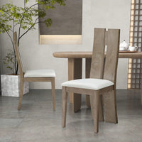 Light Brown 2-Pack Dining Chairs Set with Cushioned Seats and Wooden Backs for Kitchen and Living Room Easy Assembly