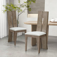 Light Brown 2-Pack Dining Chairs Set with Cushioned Seats and Wooden Backs for Kitchen and Living Room Easy Assembly