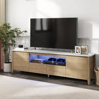 Modern TV Stand With LED Lights Entertainment Center TV Cabinet With Storage For Up To 75 Inch For Gaming Living Room Bedroom