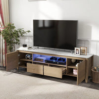 Modern TV Stand With LED Lights Entertainment Center TV Cabinet With Storage For Up To 75 Inch For Gaming Living Room Bedroom