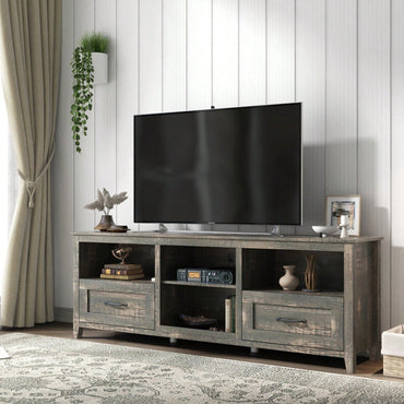 70 Inch Length TV Stand For Living Room And Bedroom, With 2 Drawers And 4 High-Capacity Storage Compartment