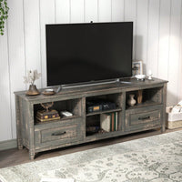 70 Inch Length TV Stand For Living Room And Bedroom, With 2 Drawers And 4 High-Capacity Storage Compartment