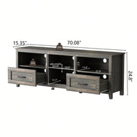 70 Inch Length TV Stand For Living Room And Bedroom, With 2 Drawers And 4 High-Capacity Storage Compartment