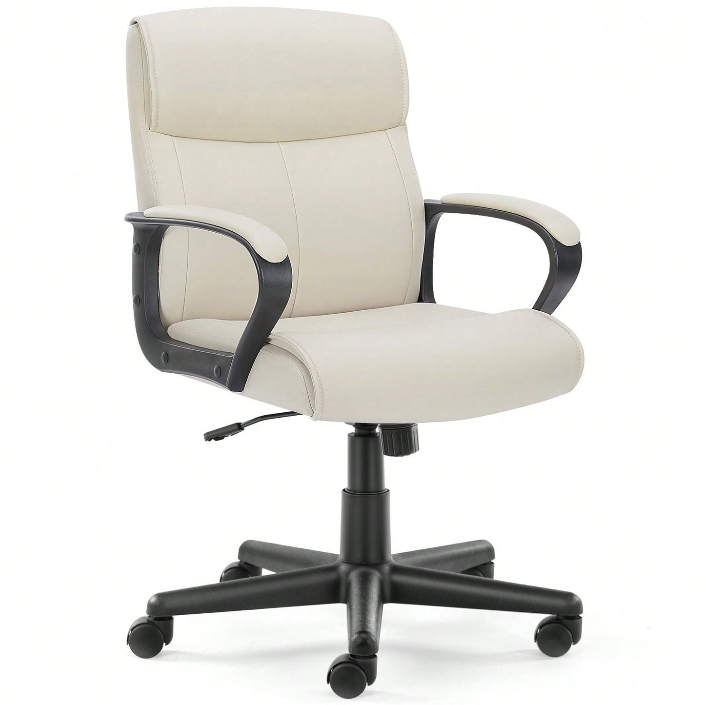 Mid Back Office Desk Chair With Padded Armrests PU Leather Home Office Chair