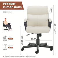 Mid Back Office Desk Chair With Padded Armrests PU Leather Home Office Chair