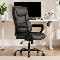 Home Office Chair Ergonomic PU Leather Desk Chair With Armrests