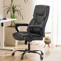 Home Office Chair Ergonomic PU Leather Desk Chair With Armrests