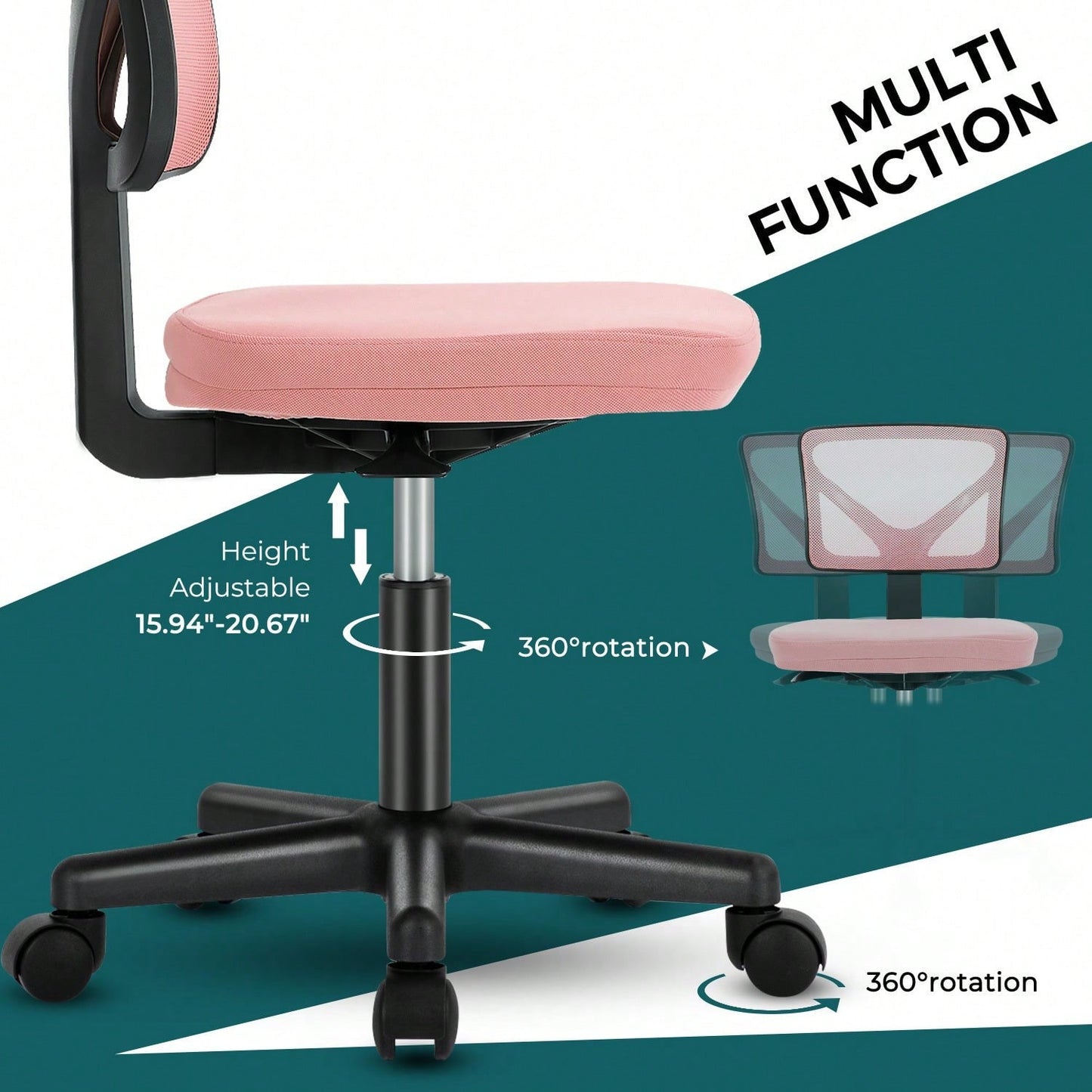 Of Armless Desk Chair With Lumbar Support