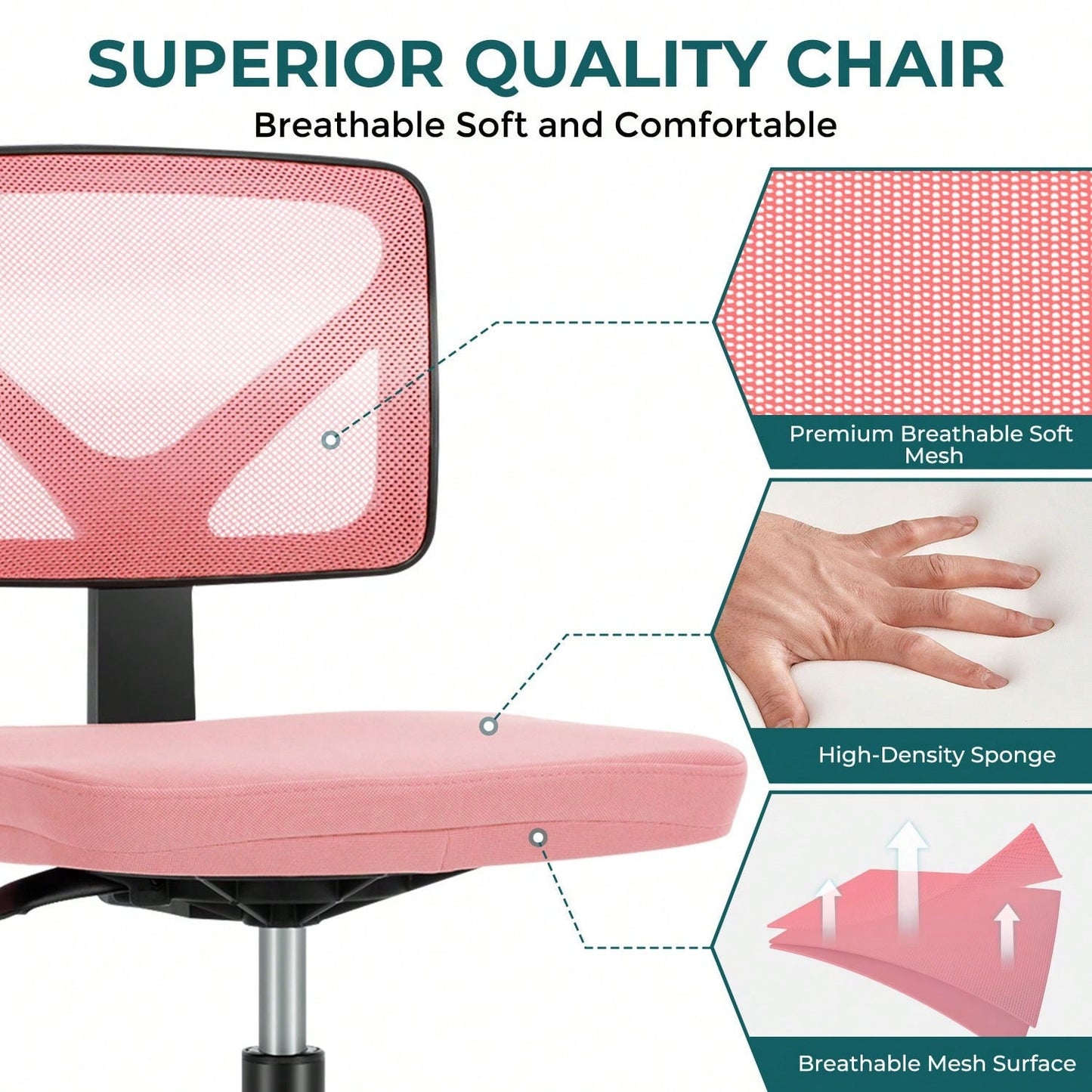 Of Armless Desk Chair With Lumbar Support