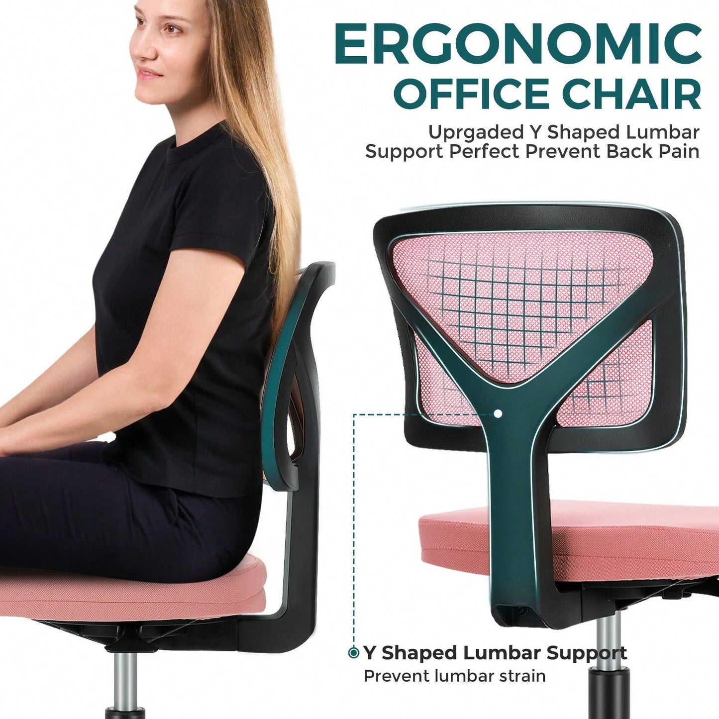 Of Armless Desk Chair With Lumbar Support