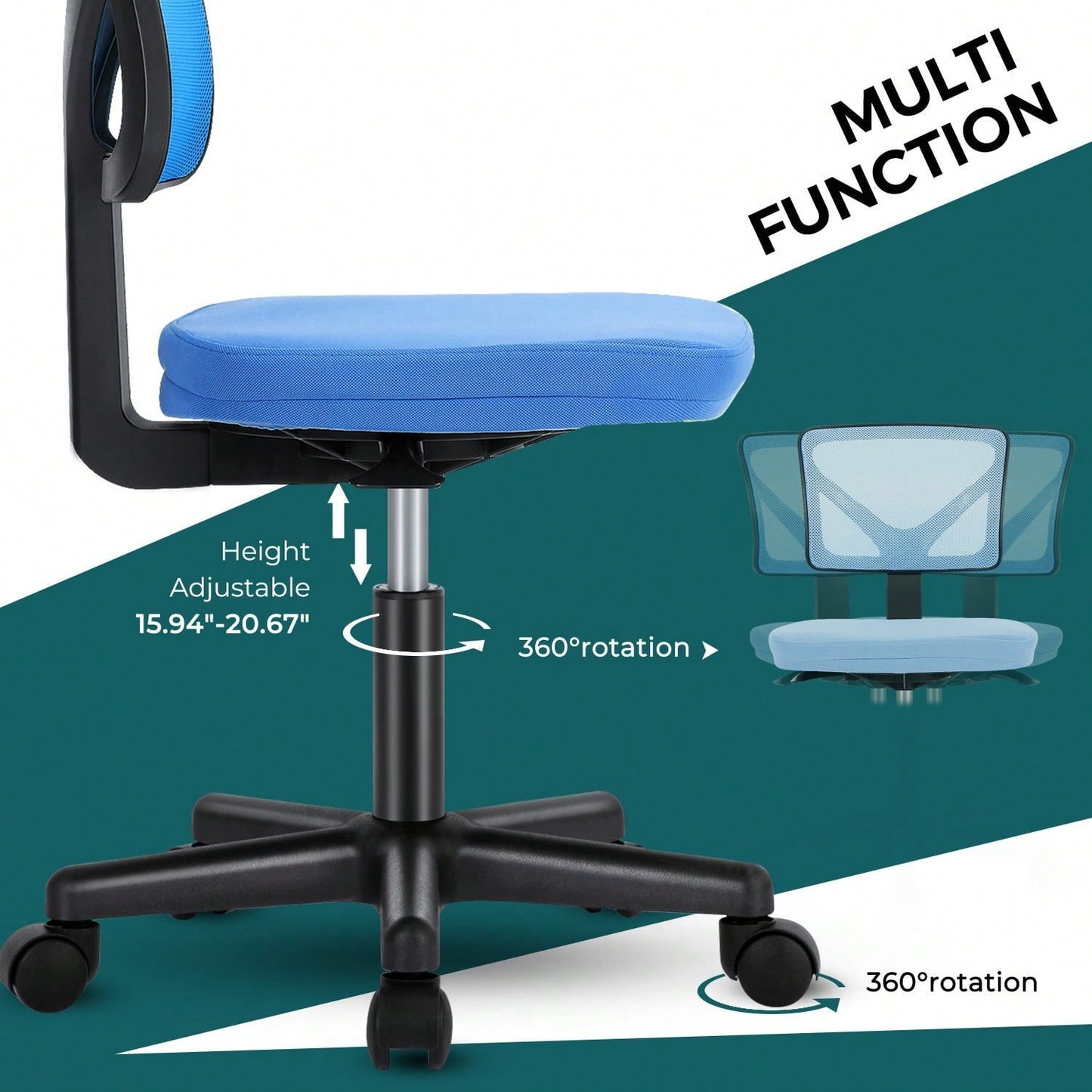 Of Armless Desk Chair With Lumbar Support