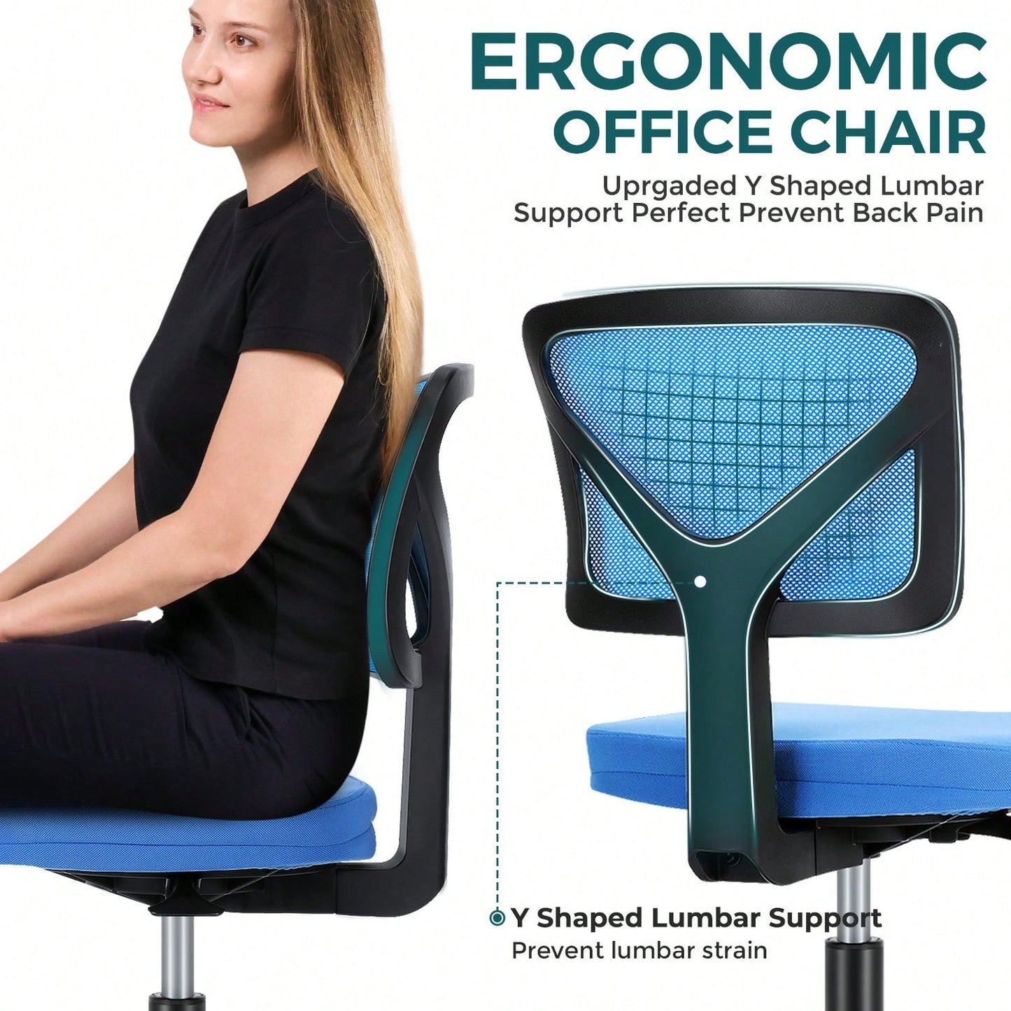 Of Armless Desk Chair With Lumbar Support