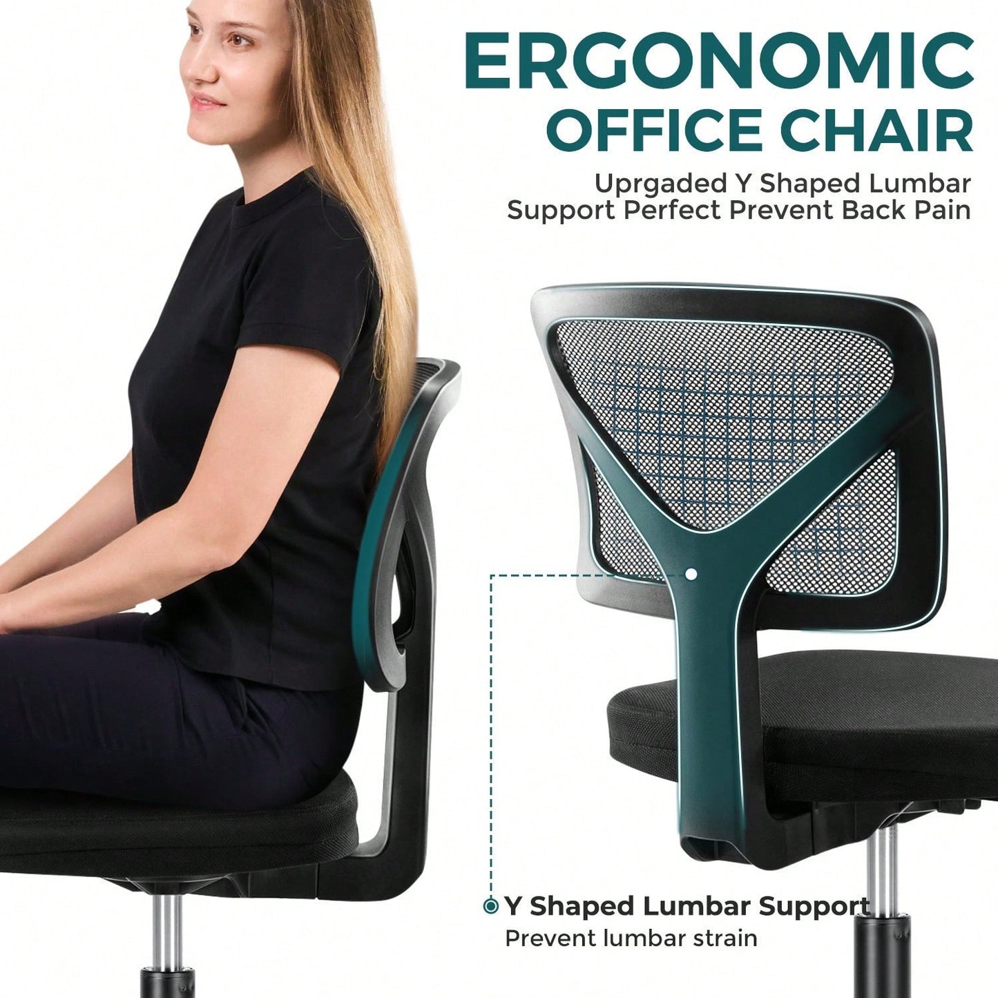 Of Armless Desk Chair With Lumbar Support