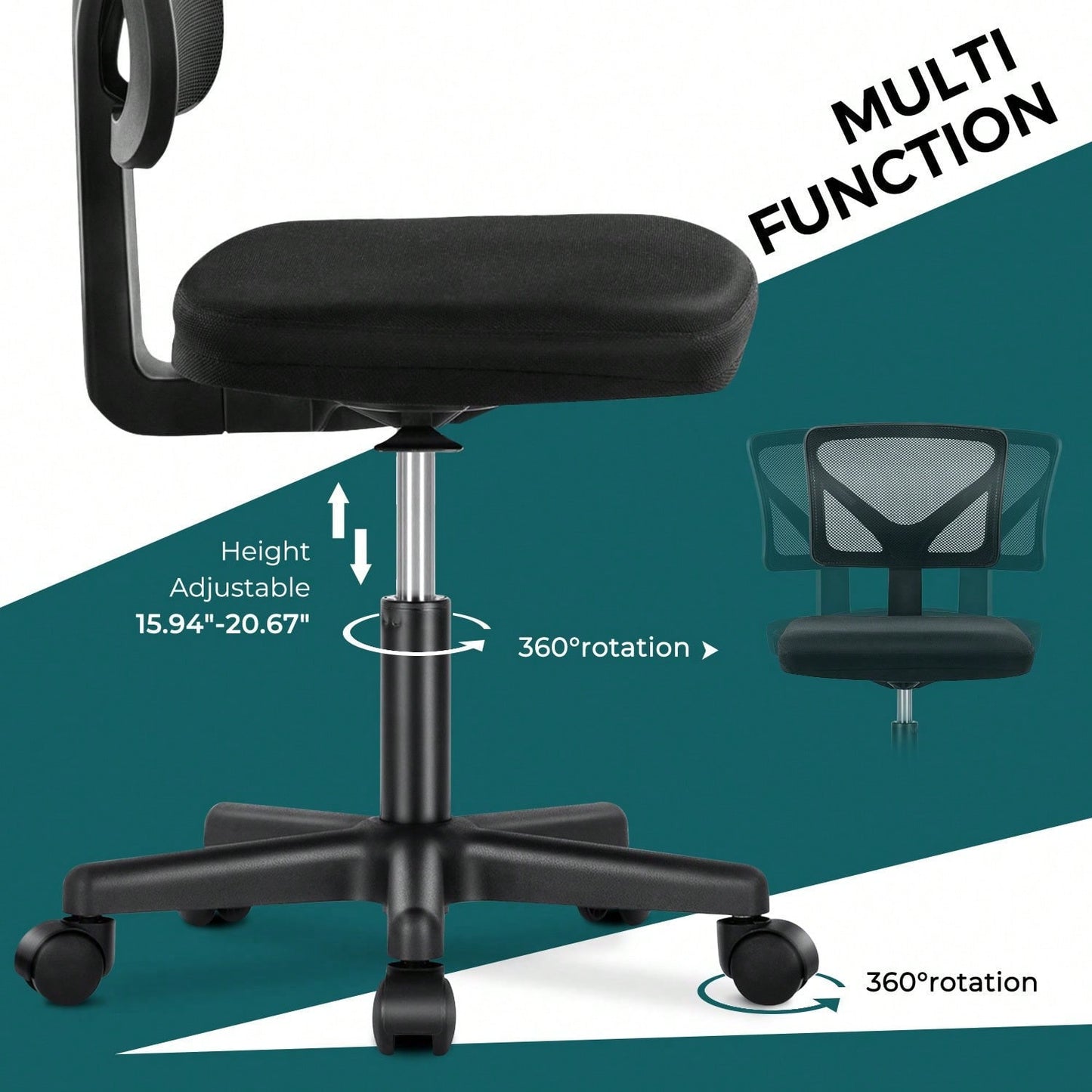 Of Armless Desk Chair With Lumbar Support