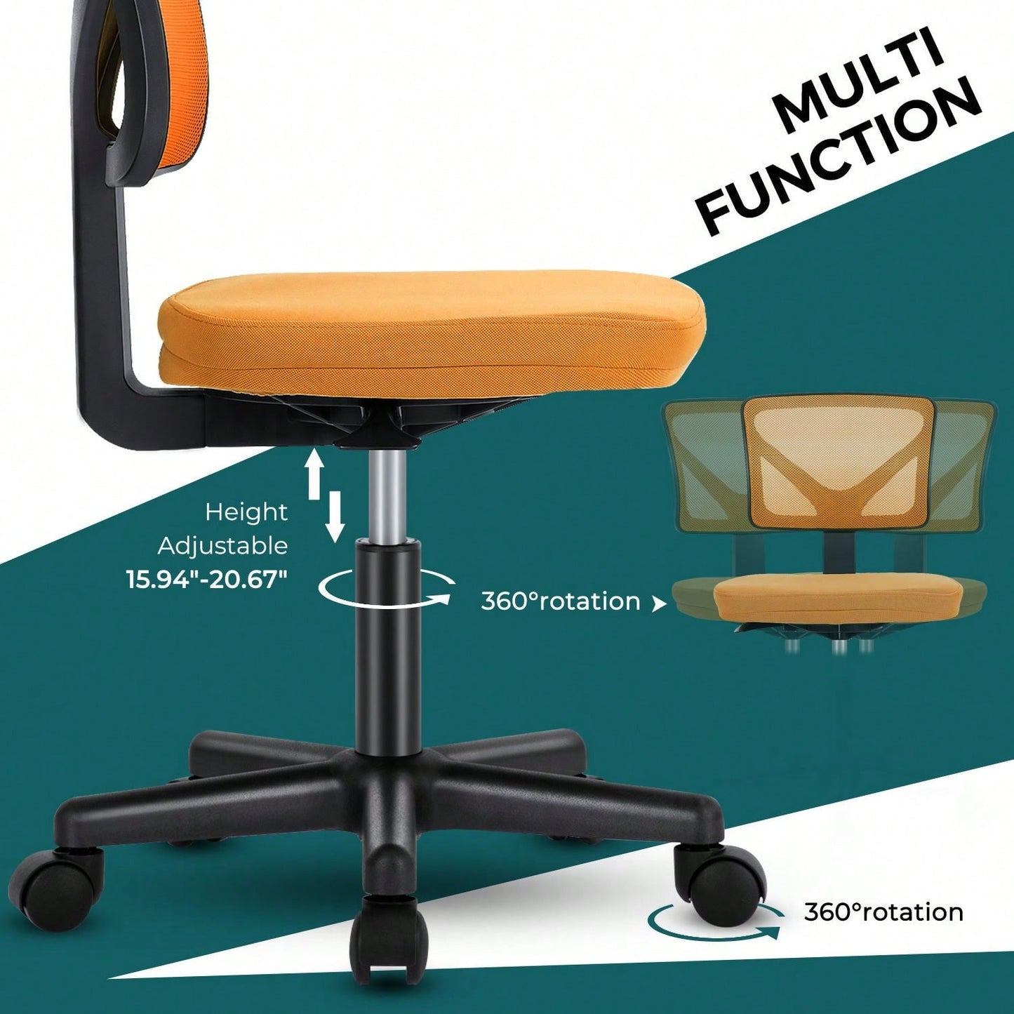 Of Armless Desk Chair With Lumbar Support