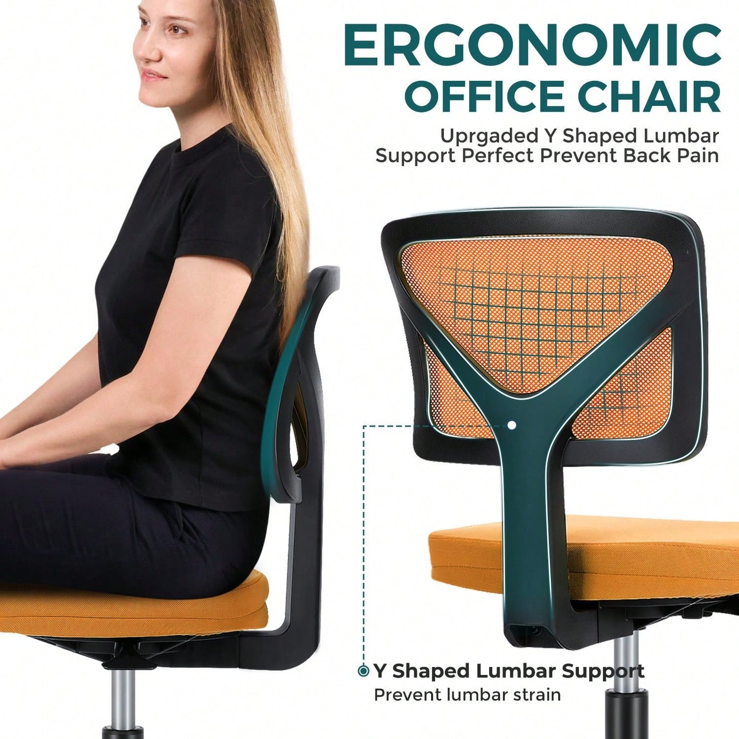 Of Armless Desk Chair With Lumbar Support