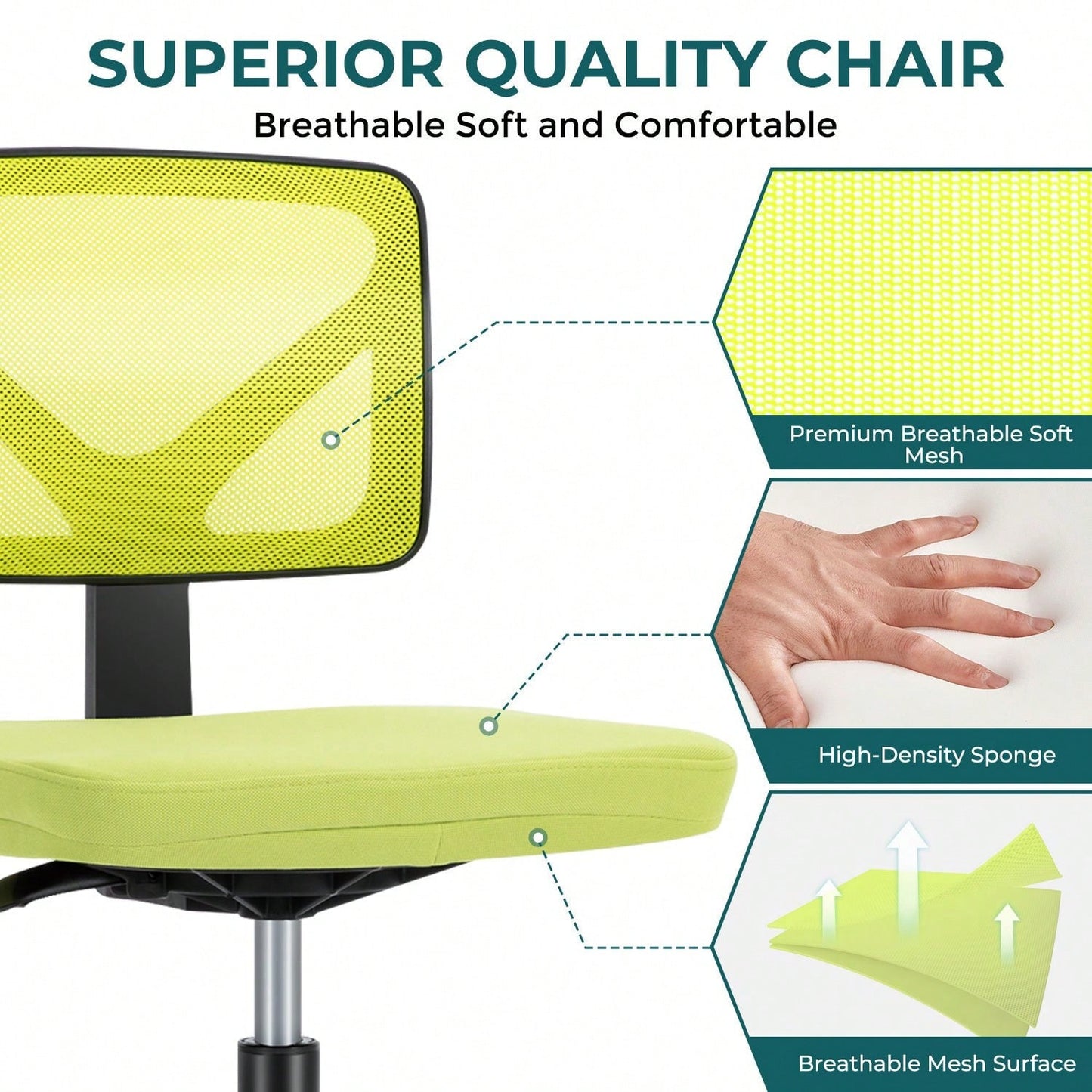 Of Armless Desk Chair With Lumbar Support