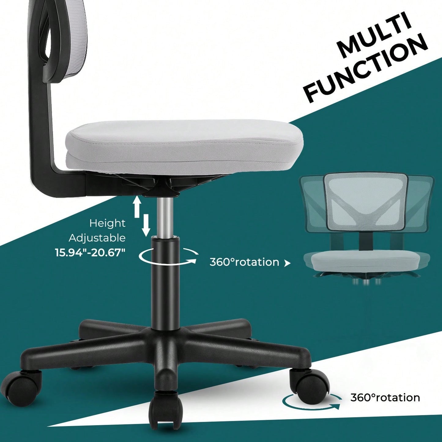 Of Armless Desk Chair With Lumbar Support