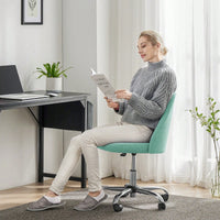 Armless Home Office Desk Chair With Wheels Adjustable Swivel Task Computer Vanity Chair For Small Spaces