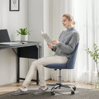 Armless Home Office Desk Chair With Wheels Adjustable Swivel Task Computer Vanity Chair For Small Spaces