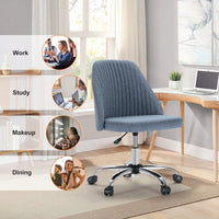 Armless Home Office Desk Chair With Wheels Adjustable Swivel Task Computer Vanity Chair For Small Spaces