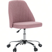 Armless Home Office Desk Chair With Wheels Adjustable Swivel Task Computer Vanity Chair For Small Spaces