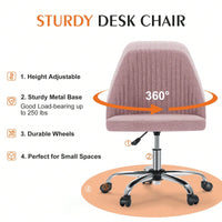 Armless Home Office Desk Chair With Wheels Adjustable Swivel Task Computer Vanity Chair For Small Spaces