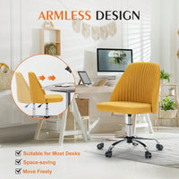 Armless Home Office Desk Chair With Wheels Adjustable Swivel Task Computer Vanity Chair For Small Spaces