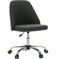 Armless Home Office Desk Chair With Wheels Adjustable Swivel Task Computer Vanity Chair For Small Spaces