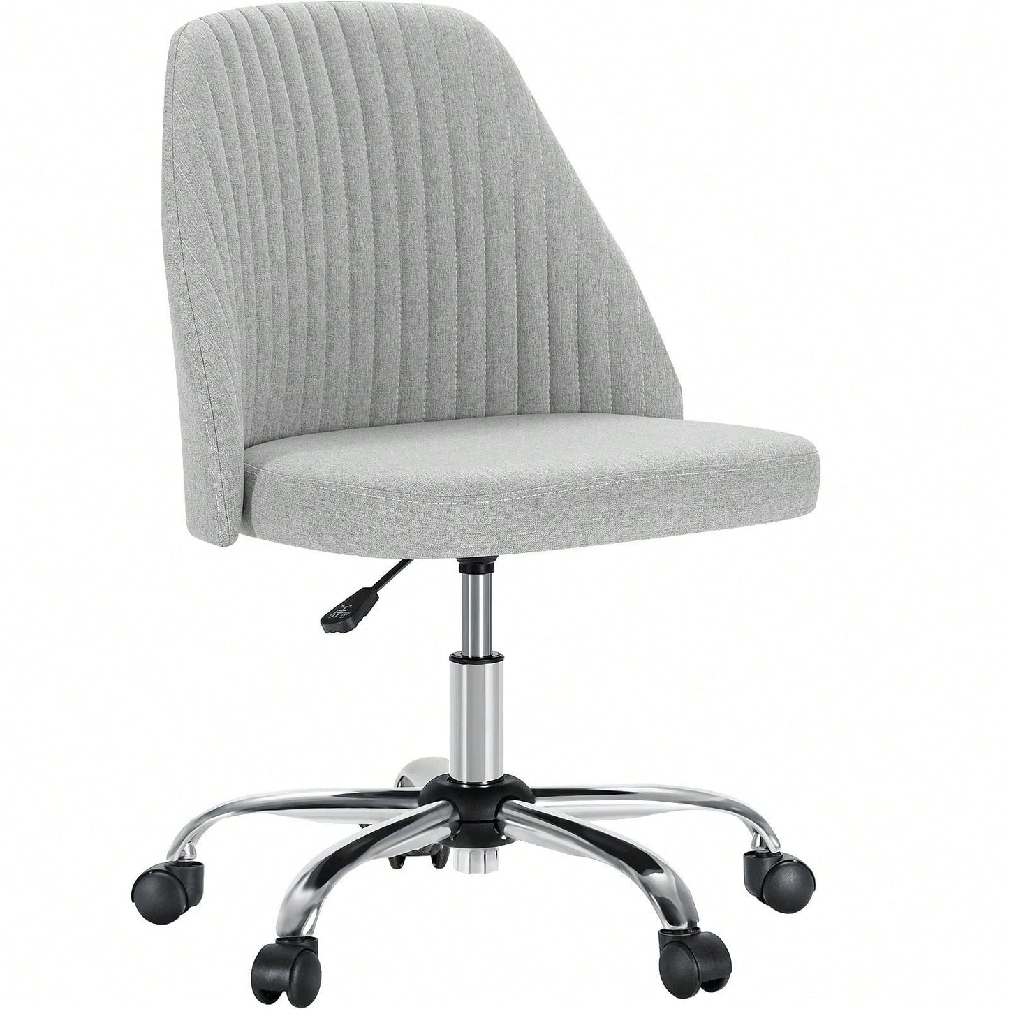 Armless Home Office Desk Chair With Wheels Adjustable Swivel Task Computer Vanity Chair For Small Spaces