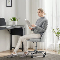 Armless Home Office Desk Chair With Wheels Adjustable Swivel Task Computer Vanity Chair For Small Spaces