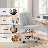 Armless Home Office Desk Chair With Wheels Adjustable Swivel Task Computer Vanity Chair For Small Spaces