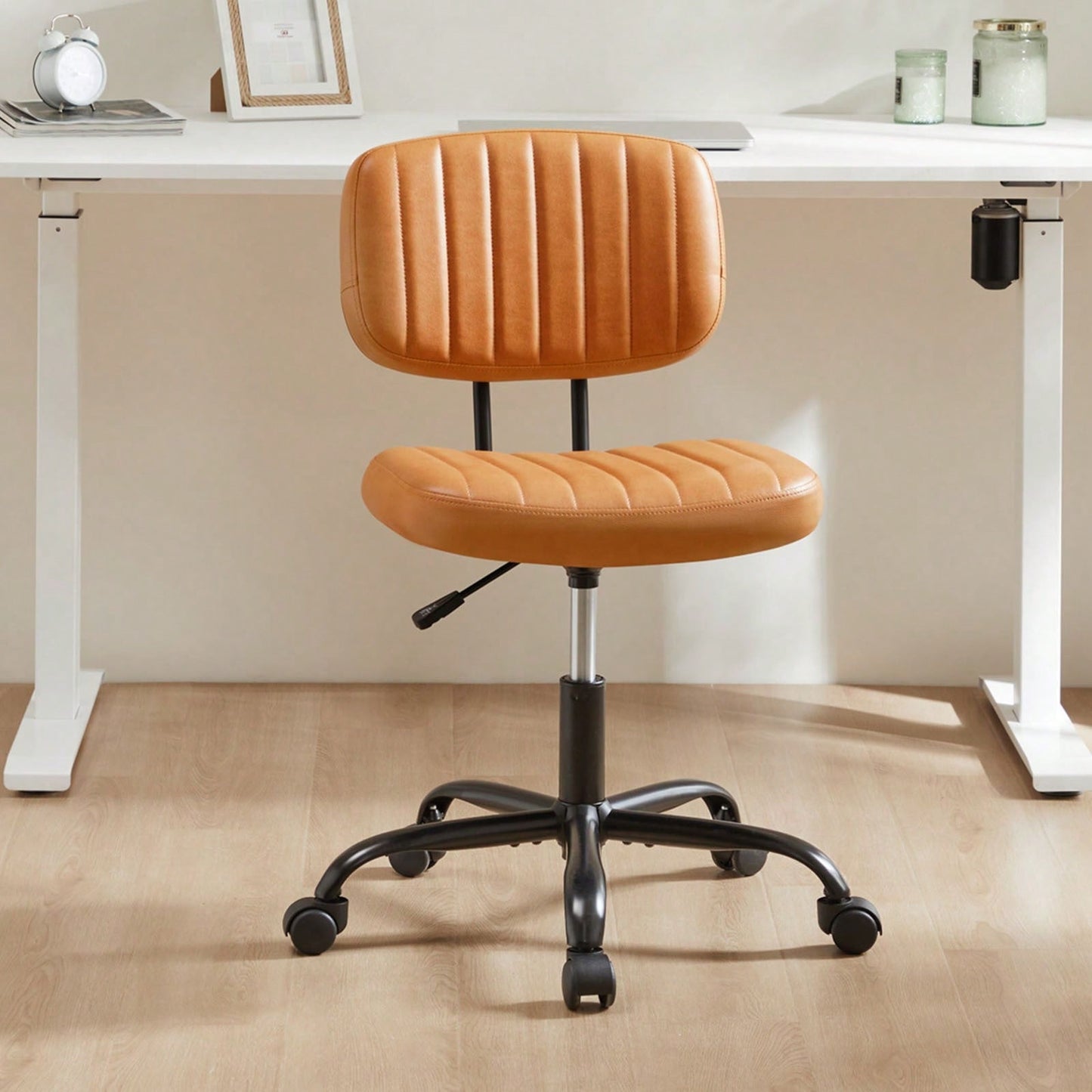 Of The Product: PU Leather Low Back Task Chair Small Home Office Chair With Wheels