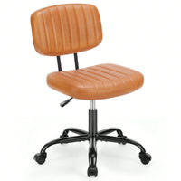 Of The Product: PU Leather Low Back Task Chair Small Home Office Chair With Wheels