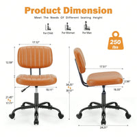 Of The Product: PU Leather Low Back Task Chair Small Home Office Chair With Wheels