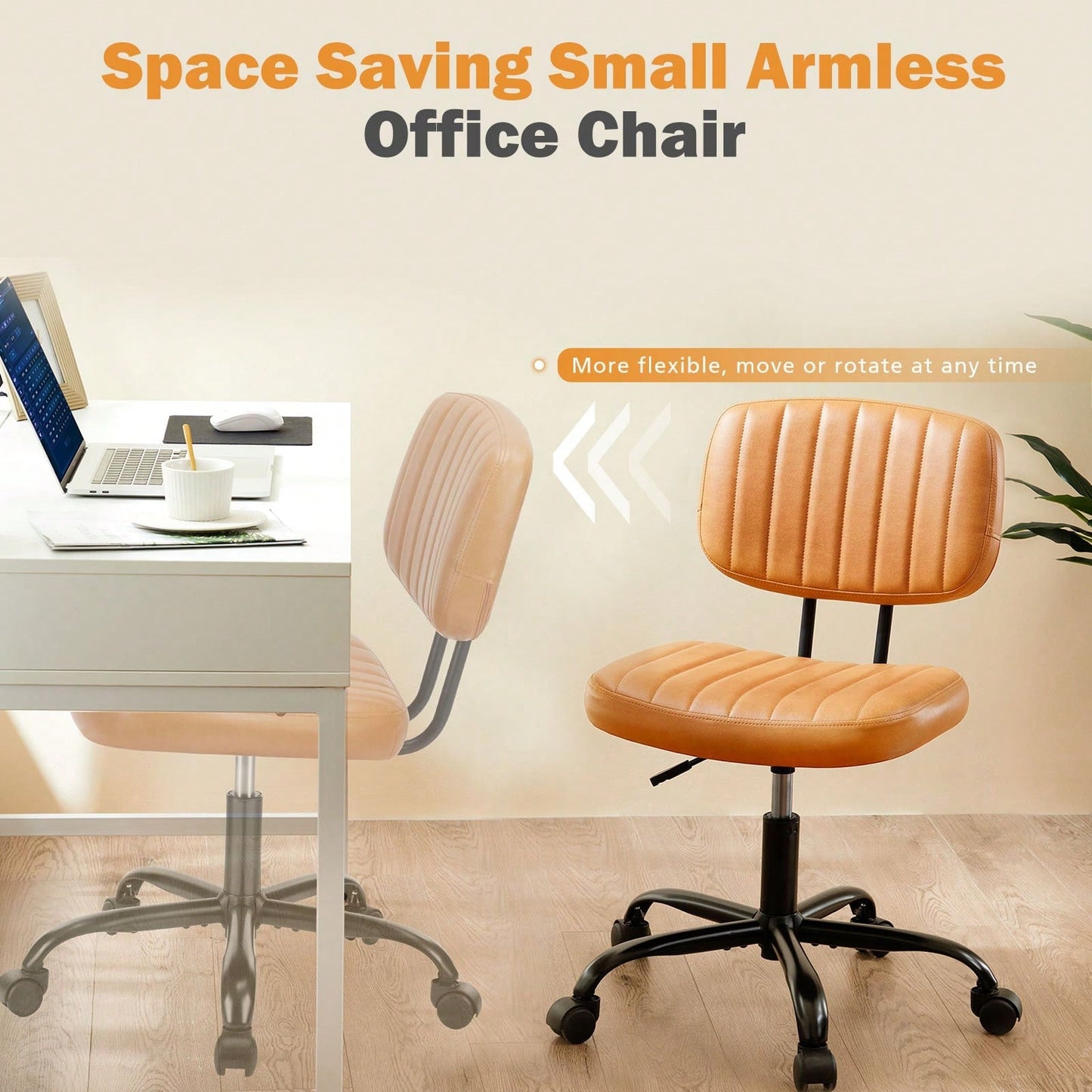 Of The Product: PU Leather Low Back Task Chair Small Home Office Chair With Wheels