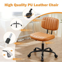 Of The Product: PU Leather Low Back Task Chair Small Home Office Chair With Wheels