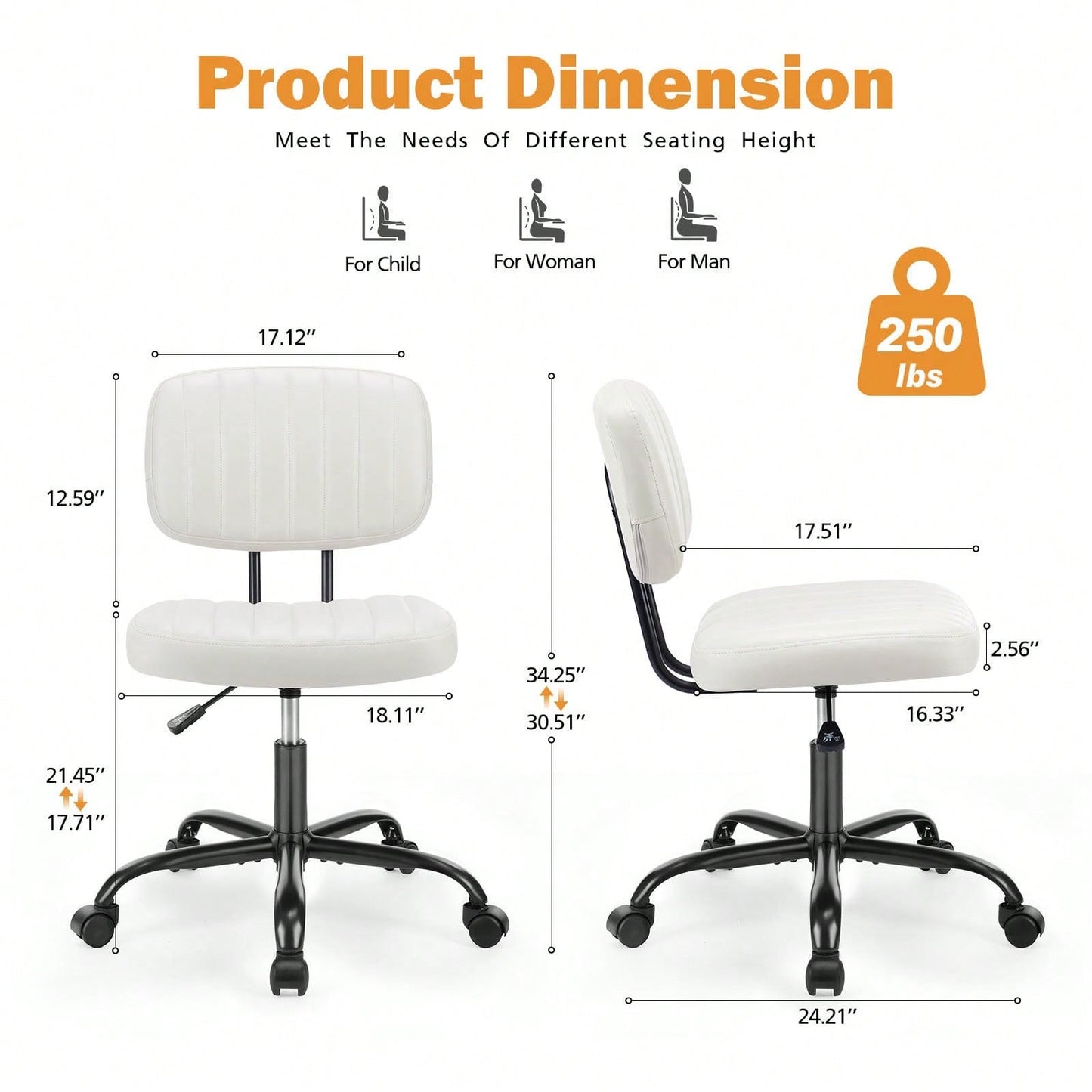 Of The Product: PU Leather Low Back Task Chair Small Home Office Chair With Wheels