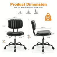 Of The Product: PU Leather Low Back Task Chair Small Home Office Chair With Wheels