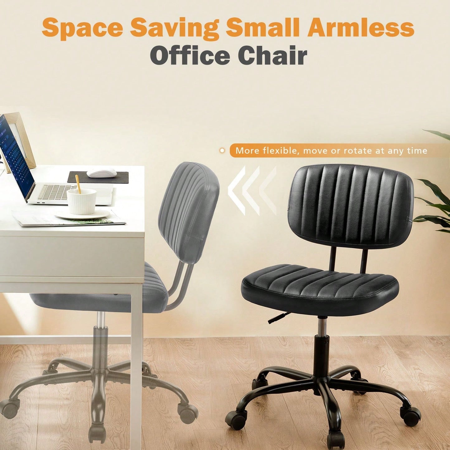 Of The Product: PU Leather Low Back Task Chair Small Home Office Chair With Wheels