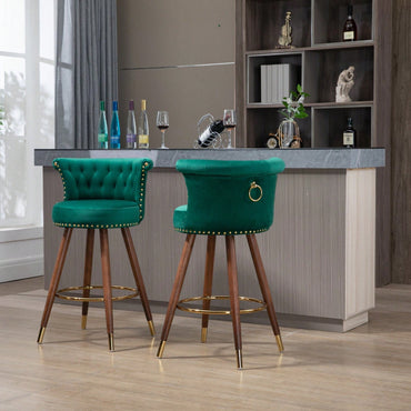 Swivel Bar Stools With Backrest Footrest,With A Fixed Height Of 360 Degrees