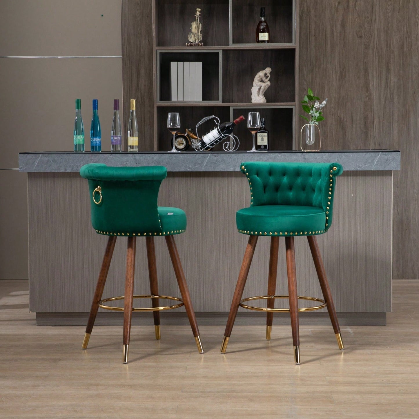 Swivel Bar Stools With Backrest Footrest,With A Fixed Height Of 360 Degrees