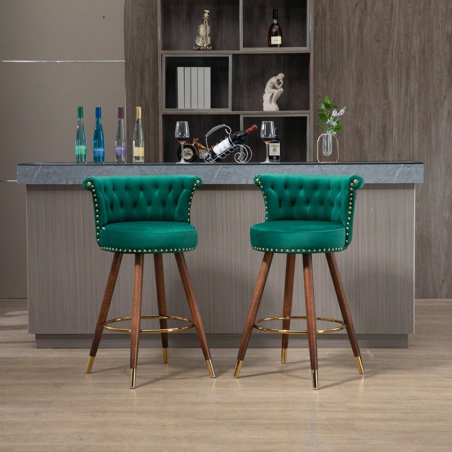 Swivel Bar Stools With Backrest Footrest,With A Fixed Height Of 360 Degrees