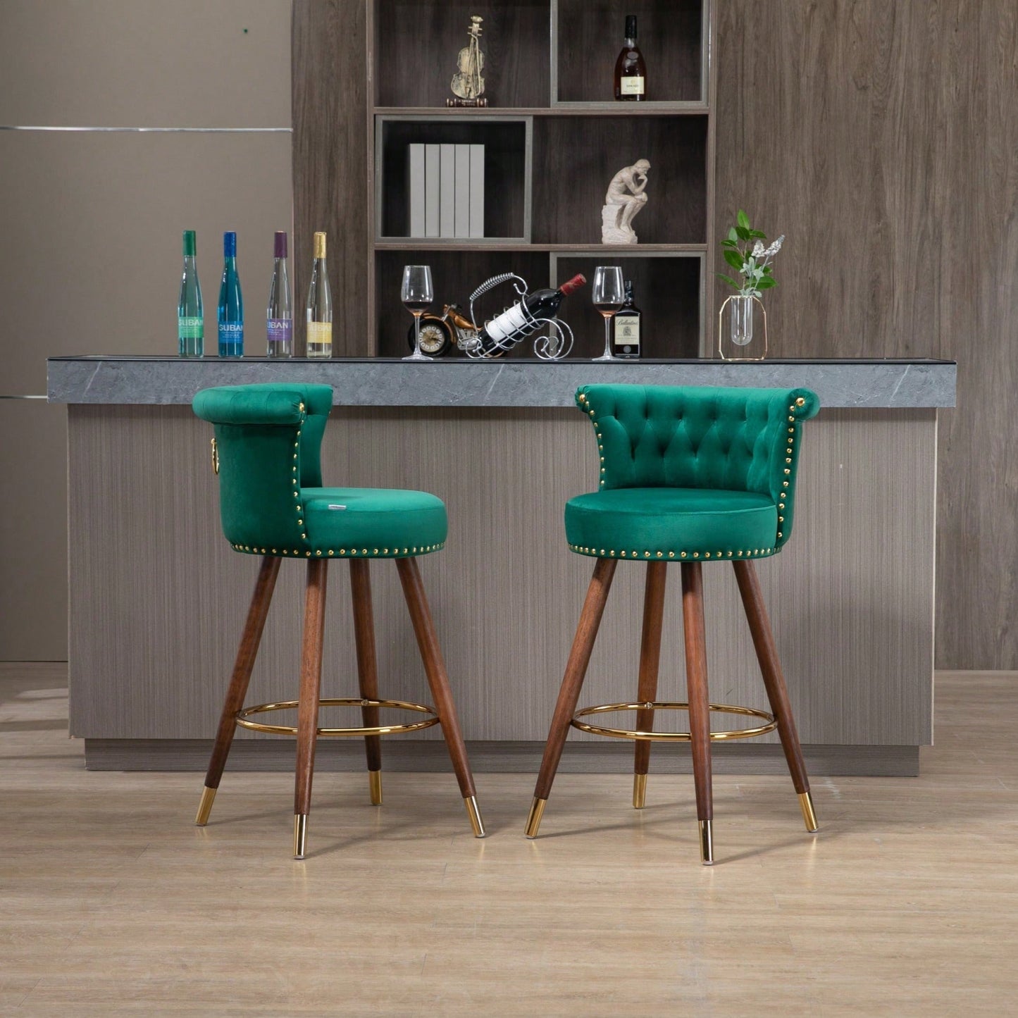 Swivel Bar Stools With Backrest Footrest,With A Fixed Height Of 360 Degrees