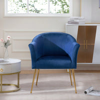 Velvet Accent Chair with Wood Frame Modern Armchair Club Chair Gold Metal Legs for Living Room Bedroom Office